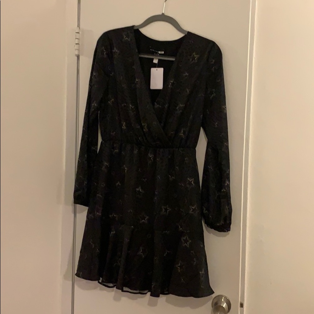 Size Medium Slate & Willow Patterned Black Dress